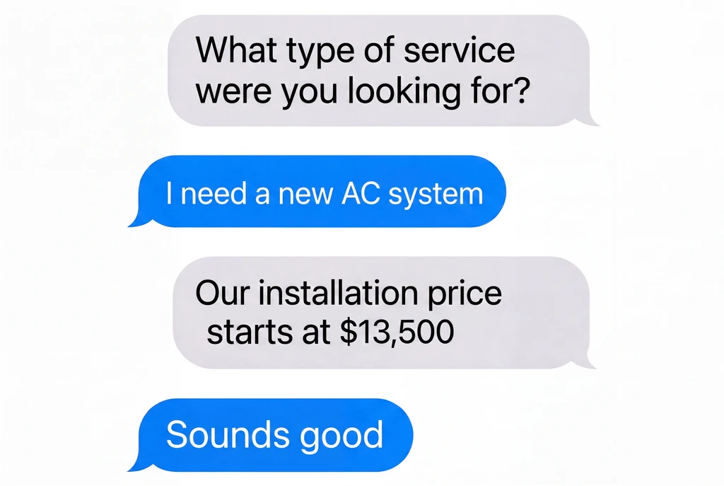 Qualifying text conversation with a homeowner